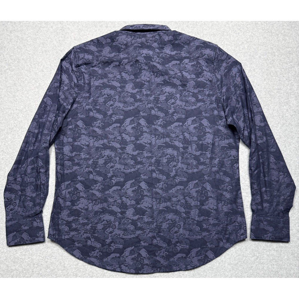 Robert Graham Shirt Mens XL Blue Junk Yard Car Motorcycle Classic Fit Flip Cuff - Picture 4 of 11